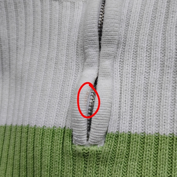 Liz Claiborne Cotton 1/4 Zip Sweater Navy Blue Green Stripe Coastal Size Pet XL - Picture 11 of 11